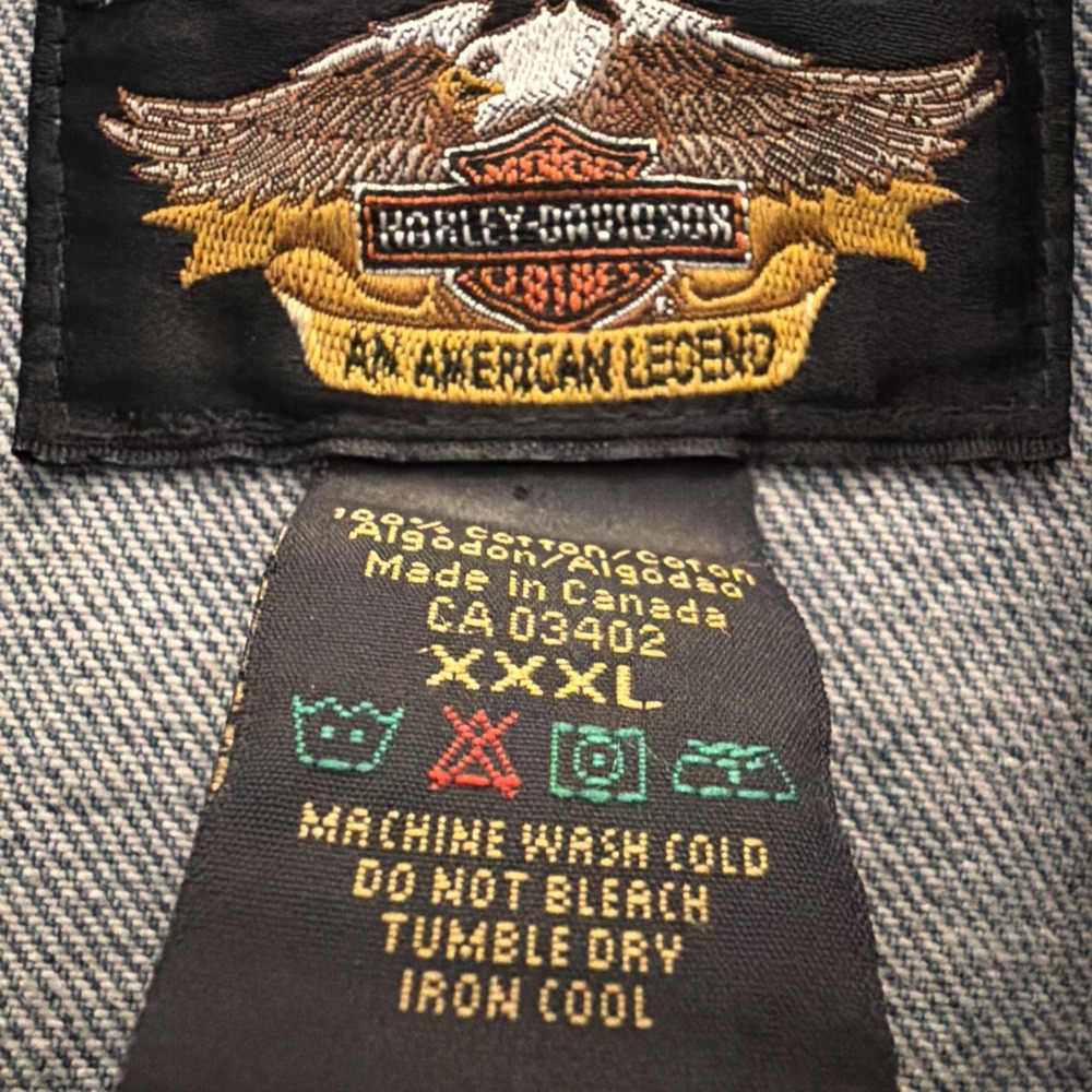 VTG  An American Legend Harley Davidson Denim Sleeveless Jean Vest 3XL XXXL - Picture 3 of 13